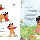 Aneni-Rose fällt, steht auf, geht drei Schritte. Freude. Shingai lobt sie: "Du bist der Held unserer Abenteuer!" Illustration.