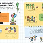 "Make a Rainbow Bouquet from your Fridge Drawer" steht oben. Darunter sind farbige Illustrationen von fröhlichem Sellerie und Anweisungen.