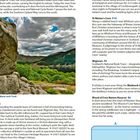 Es gibt Texte zu: Bruce’s Stone, Creetown, St Ninian’s Cave, Wigtown, Bladnoch Distillery, Wood of Cree Nature Reserve. Unten eine Landschaft mit Felsen.