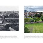 RUSSELL SQUARE: Zwei Ansichten des Platzes in Perth, Vergangenheit links, Gegenwart rechts. Text beschreibt Geschichte und Veränderungen.