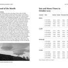 "Weather Almanac 2027", "Cloud of the Month: Lenticularis", "Sun and Moon Times in October 2027", Tabellen mit Daten und Zeiten für Sonnenaufgang und -untergang sowie Mondaufgang und -untergang in Belfast, Cardiff, Edinburgh und London. Darunter schwarz-weißes Landschaftsfoto.