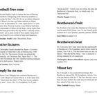 Links: Texte über Fußball, Boxing Day, Spurs vs. Coventry. Rechts: Texte über Beethoven, seine fünfte Sinfonie und Morsecode.