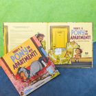 Ein Kinderbuchcover und -seite zeigen "THERE'S A PONY IN MY APARTMENT!" von Jennifer Harney. Illustrationen eines Ponys.