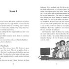 "Scene 3", gefolgt von einer Erzählung. Illustration: Drei Personen auf einem Sofa vor einem Fernseher.