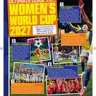"Ultimate Guide to... Women's World Cup 2027" in großen Buchstaben. Bunte Fotos von jubelnden Spielerinnen und Fußballaktionen.