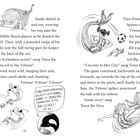 Seitenzahlen "116". Text beschreibt ein Unterwasser-Flipperballspiel. Illustrationen zeigen Meermenschen, die Ball spielen.