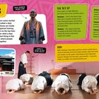 Text beschreibt ein Dojo, dessen Aufbau und Rituale; Bilder illustrieren Details über Training und Reinigung.