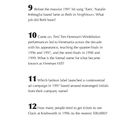 "QUIZ 1" mit Fragen 9 bis 12 zu Natalie Imbruglia, Tim Henman, einer Modemarke, und einem Oasis-Konzert 1996.