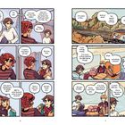 Ein Comic mit zwei Leuten im Gespräch über eine bevorstehende Reise, das Schreiben und Freundschaft auf einer Bahnfahrt.