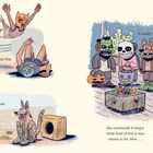 "Wrestling ring, fútbol goal, candy bowl, space helmet." Kinder in Kostümen spielen in verschiedenen Szenen.