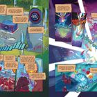 Texte: "IPRE", "The Light of Creation", "HUMMMMM". Illustration mit futuristischen Strukturen, Personen in roter Kleidung.