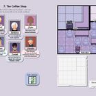 "7. The Coffee Shop" beschreibt einen Mordfall mit Hinweisen und einem Grundriss des Cafés.