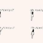 IMPERFECT, I'm PERFECT. Eine Person verändert den Text. Simple Illustration.