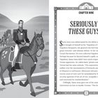 Kapitel 9: SERIOUSLY? THESE GUYS? Santa Anna war peinlich berührt von der Niederlage in San Antonio. Illustrationen zeigen Soldaten zu Pferd.