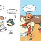 Ein Vogel fragt: "Was, wenn sie unsere Geheimnisse stehlen wollen?" Der andere antwortet: "Ich habe keine Geheimnisse. Du?"