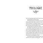 Text: "PROLOGUE" oben, beginnt mit "There was something wrong with the October morning...". Darunter eine kleine florale Illustration.