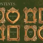 CONTENTS: THE LORE 9, THE CREATION 15, ANNUALS 81, HOUSEPLANTS 121. Goldene, verzierte Rahmen auf grünem Grund.