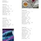 Inhaltsverzeichnis mit vier Kapiteln: Cool Colours, Warm Tones, Natural and Rustic, Bold and Bright. Fotos von gestrickten Texturen.