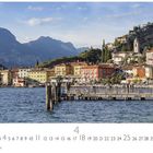 "Gardasee" und "CASARES EDITION". Farbenfrohe Häuser am See vor einer Bergkulisse, ein Steg führt ins Wasser.