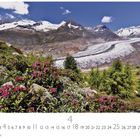 "Aletschgletscher" und "CASARES EDITION" sind zu lesen. Eine alpine Landschaft mit Blumen, Bäumen und einem großen Gletscher.