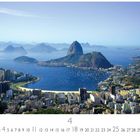 Text: "Rio de Janeiro" und "CASARES EDITION". Zeigt eine Küstenlandschaft mit Bergen, einem Hafen, und vielen Gebäuden. Kalenderstil.