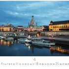 Text: "Dresden", "4", "CASARES EDITION".  
Abendansicht der beleuchteten Altstadt von Dresden am Fluss.