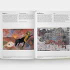 Links: Beschreibung eines Gemäldes "The Australian Scapegoat" von Arthur Boyd. Rechts: Beschreibung eines Werks "Giant" von Mark Bradford.