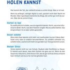 Text: „WAS DU DIR ZURÜCKHOLEN KANNST. Klarheit im Kopf. Besser schlafen. Weniger Stress.“ Schrift groß, Überschriften blau.