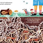 Oben: "Eine Welt, die für ihr Funktionieren zerbricht, zerteilt, zerkleinert." Unten: "Im Dunkel des Erdbodens". Illustration von einem Baum, Wurzeln und Lebewesen im Erdreich.