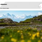 Text: "Etappe 2 Solalex - Derborence, durch den letzten Schweizer Urwald". Bild: Alpenlandschaft mit Blumen und Bergen.