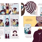 Comic-Panel: Ein Friseurbesuch, bei dem Haar-Extensions besprochen und geflochten werden. Preise und Details werden diskutiert.