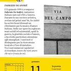 "Cultura", "Fabrizio De André", "gennaio 11 lunedì", "Via del Campo". Kurzer Text über De Andrés Werk. Kalenderauszug.