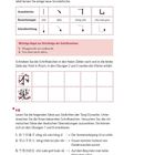 Übung über chinesische Grundstriche und Gedichte. Tabelle mit Strichen, Namen und Schreibrichtungen.
