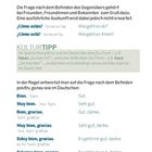 Text: SMALL TALK, Das Befinden, KULTURTIPP. Vergleiche spanische und deutsche Grußformen. Antworten: Bien, Muy bien.