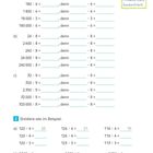 Seitenzahl 38, Überschrift: Kopfrechnen, Aufgabe: Dividiere und multipliziere, Illustration eines lächelnden Jungen mit Schild "Arbeite stets konzentriert."