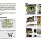 Texte: "Blütenpracht," "Aufbau Balkonbegrünung," "Balkone." Links Anleitungen und Tipps für Balkonbepflanzung. Rechts Fotos von begrünten Balkonen.