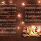 Text über zwei Seiten verteilt. Illustration von Feen auf Kissen, umgeben von leuchtenden Sternen.