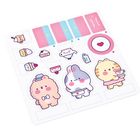 Kawaii-Aufkleber-Set mit Tieren, Kuchen und Tee. Niedliche Illustrationen in Pastellfarben.