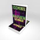 Text: "CHRIS DOMINIK", "#THRILLER", "NARBENSOMMER", "Lübbe". Zwei Bücher mit dunklem, farblich intensivem Cover.