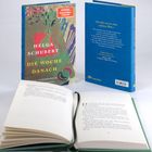 „Spiegel Bestseller Autorin“, „Helga Schubert - Die Woche danach“, Innenseite zeigt Text mit grünem Lesezeichen.