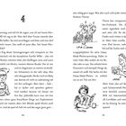 Seitenzahl: 44, 45. Familienmomente am Frühstückstisch. Zwei Illustrationen: "Lena & Laura" und "Vater", beide lesend.