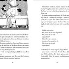 Seiten 46 und 47 eines Buches. Links Illustration: Ältere Frau und Kind sitzen vor einem Kamin. Text erzählt von einer Komtess und Marta.