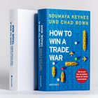 Blaues Buchcover mit weißen und gelben Texten: "HOW TO WIN A TRADE WAR". Gelbe Schiffs- und Flugsymbole.