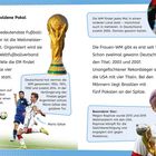 Texte: "Der goldene Pokal", "WM alle vier Jahre", "Jeder Stern auf dem Trikot", "Deutschland viermal gewonnen", "Frauen-WM seit 1991", "USA vier Titel", "Besonderer Star: Megan Rapinoe". Bilder zeigen Pokale, Spieler, Logo.