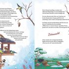 Text: Arthur und Agathe Amsel wachen auf, Winter kehrt zurück. Feldsperlinge zanken am Futterhäuschen. Lauter Pfiff: "Ziiieeeeh!" 

Illustration: Verschiedene Vögel an und um ein Futterhaus in einer winterlichen Landschaft.