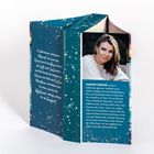 Text über Natur und Nadine Kerger. Linke Seite beschreibt einen Moment in der Natur, rechte Seite Kerger's Leben mit Foto.