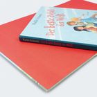 Auf einem roten Untergrund liegt ein Buch mit dem Titel "Der beste Zufall der Welt" von Rafik Schami.