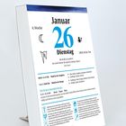 Januar 26, Dienstag. Namen: Edith, Paula, Tim. Mond in Jungfrau und Waage. Tendenz: Selbstdisziplin. Icons auf der Seite.