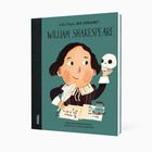 "Little People, Big Dreams®: William Shakespeare" unten. Illustration eines Kindes mit Feder und Totenkopf.