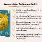 „Warum dieses Buch so wertvoll ist“ und „50 Sätze, die es Eltern leichter machen“ auf Buchcover mit Herzen und Textliste.